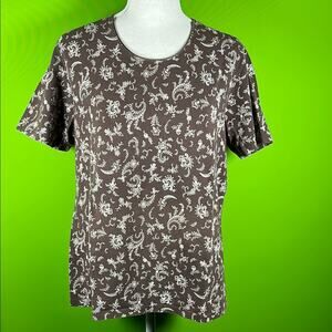 Vintage Talbots Brown Paisley Women's Classic Top Size L